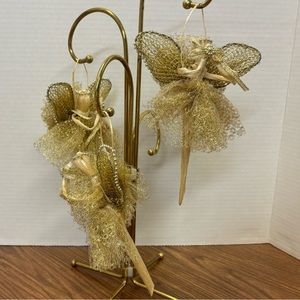 Set of three handmade vintage Gold Christmas Angels
